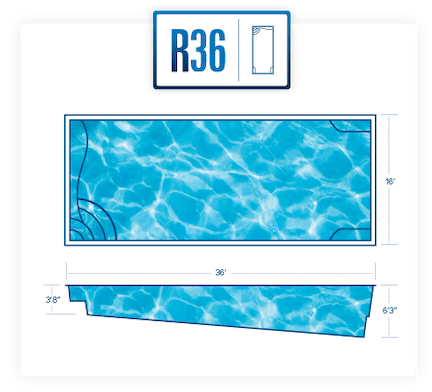 River Pools R 36 fiberglass pool model