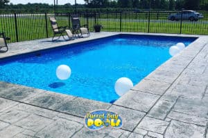 inground fiberglass pool with LED floating light balls