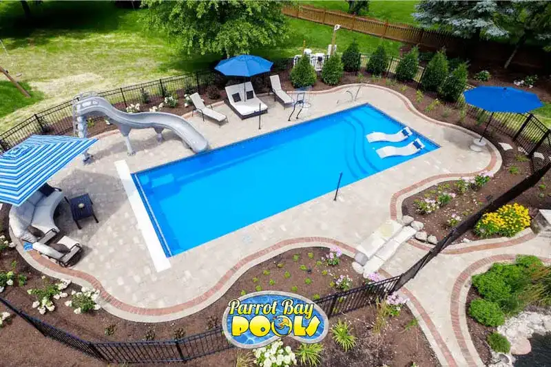 Picture of an installed pool from Parrot Bay Pools' in stock fiberglass pools in Raleigh.