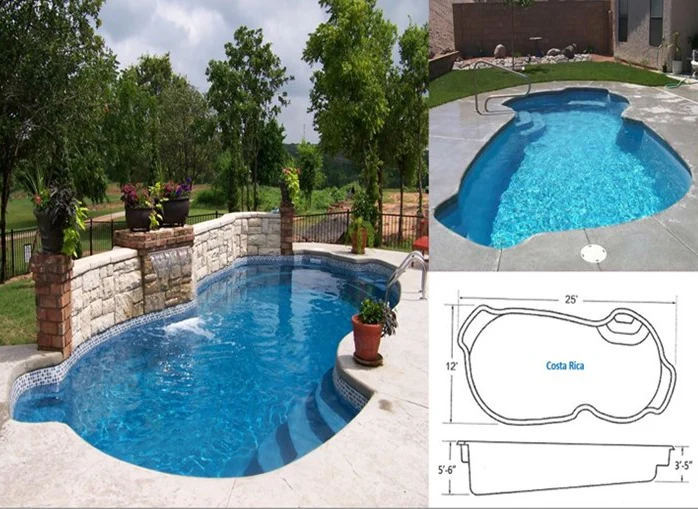 Costa Rica Fiberglass Pool Model installed by Parrot Bay Pools swimming pool contractors in NC.