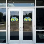 Front doors at Parrot Bay Pools design center in Benson, NC.