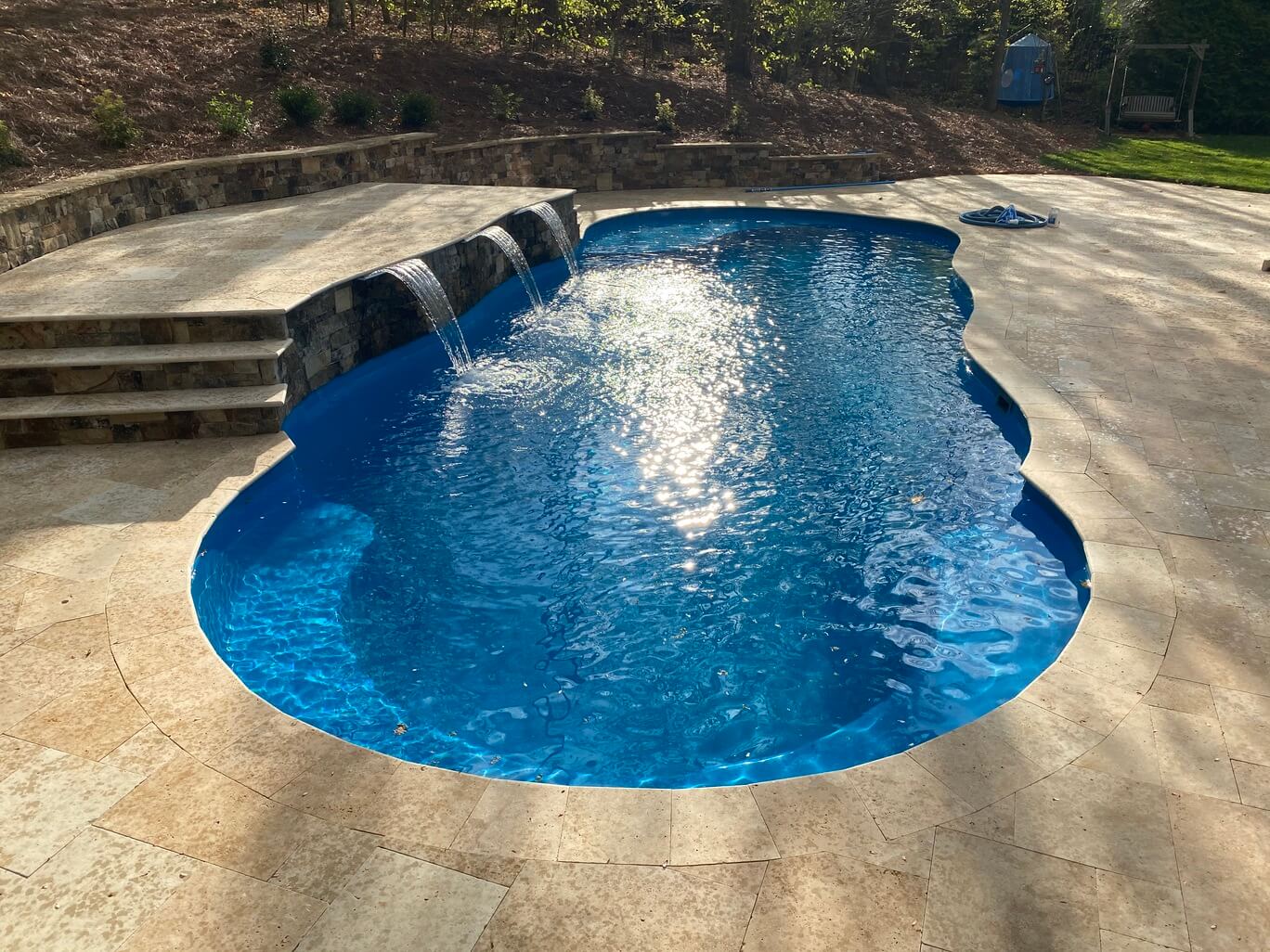 Travertine pool deck