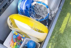 pool accessories in organizer